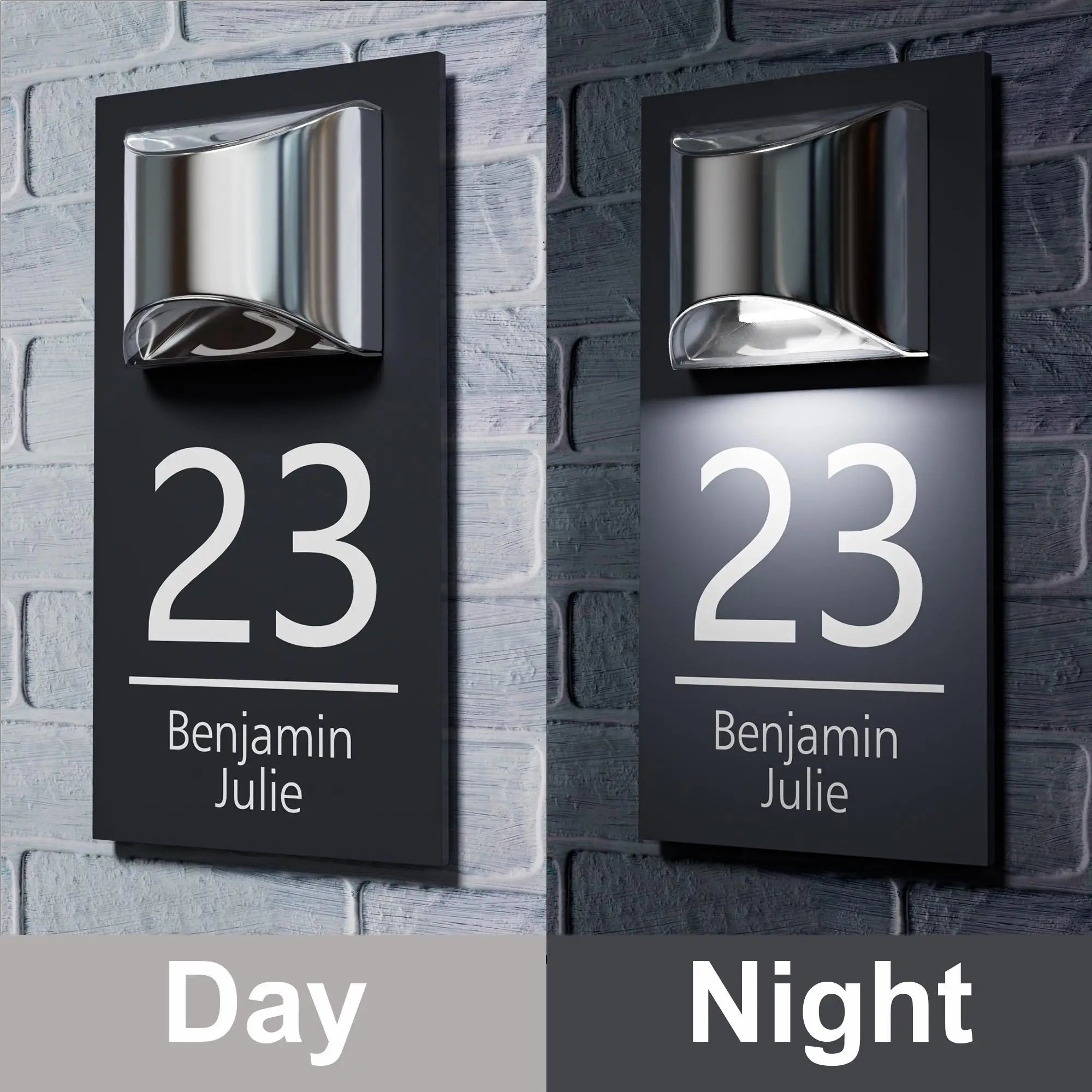 Custom Solar LED House Number Plate